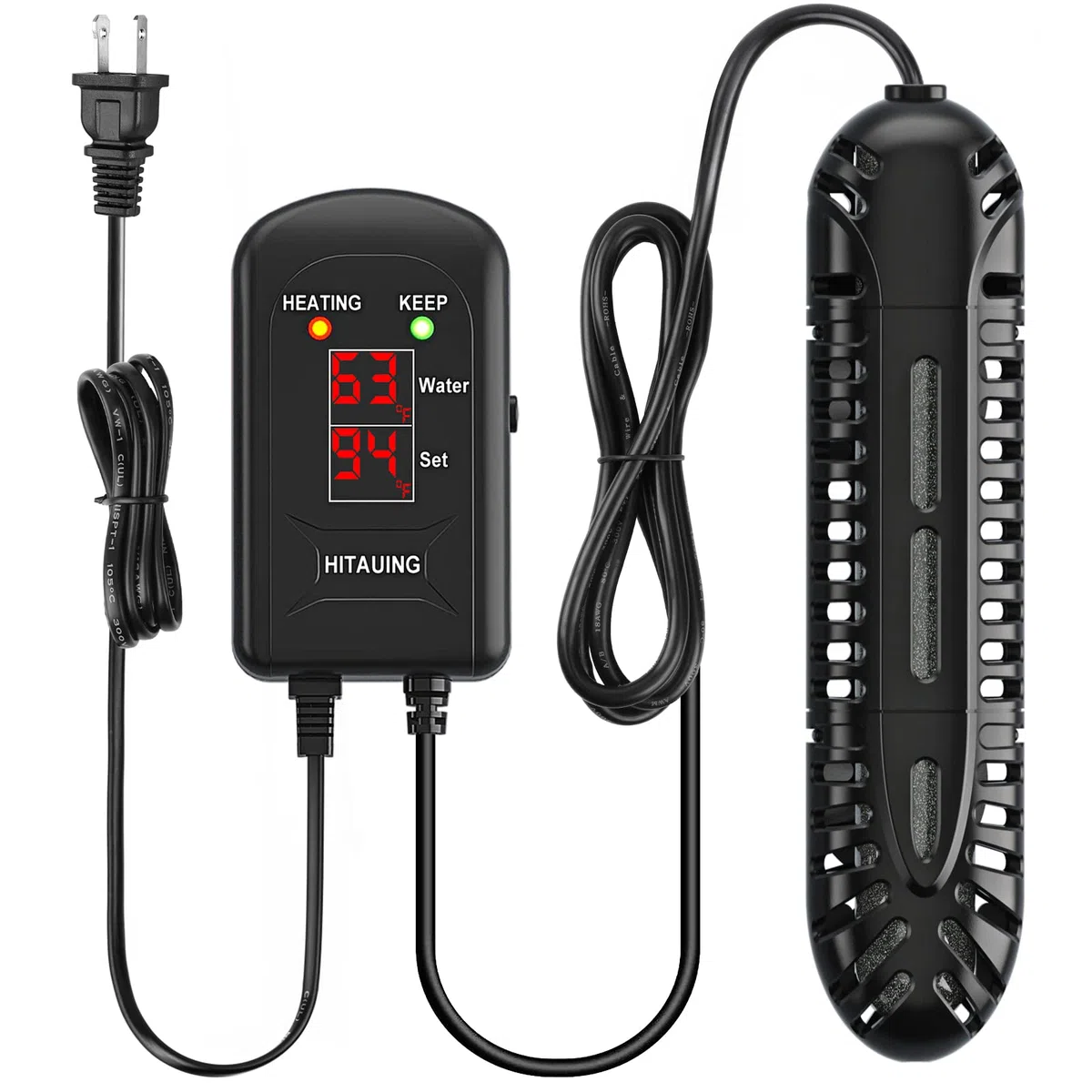HiTauing Calentador de tanque de peces de 100 W para tanque de 10 a 20 galones, calentador de acuario de calentamiento rápido, protección de seguridad ajustable de 6 puntos, calentador de acuario