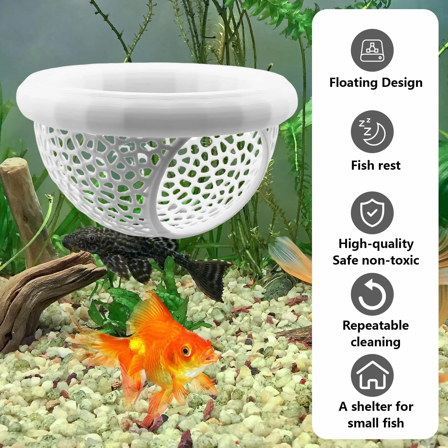 Pieles flotantes de peces Betta para acuario, adecuadas para luchar contra peces, camarones y peces pequeños, hamaca multifuncional, accesorios decorativos para esconder acuarios (blanco)
