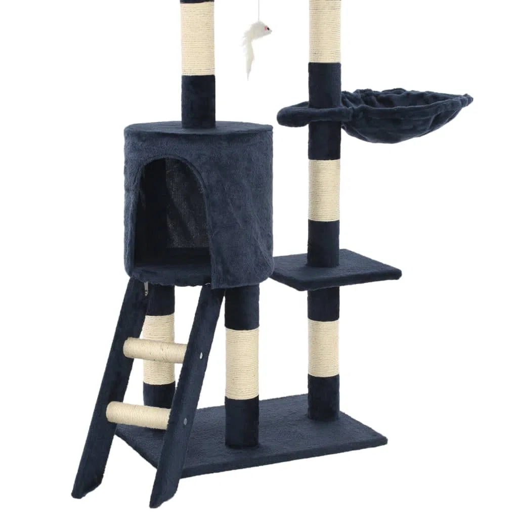 vidaXL Rascador para Gatos Poste Sisal 138 cm Azul Oscuro Árbol Arañar Juguete