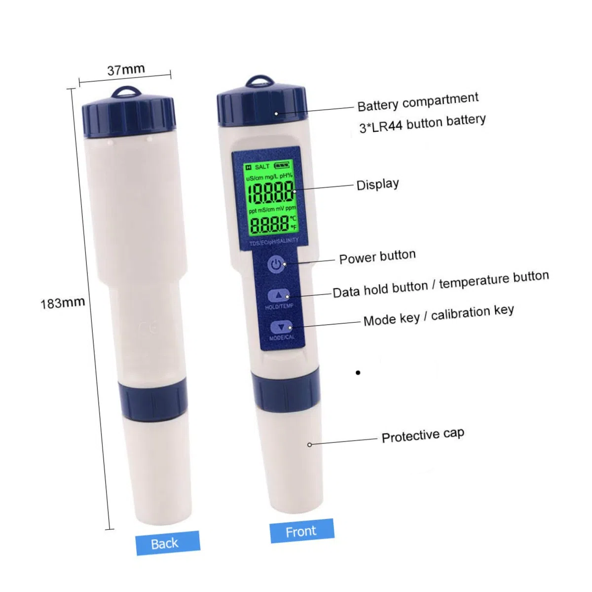 Ciieeo Medidor De Salinidad Digital para Acuarios Agua Salada Medidor Digital De Calidad De Agua De Mar Precisión Alta