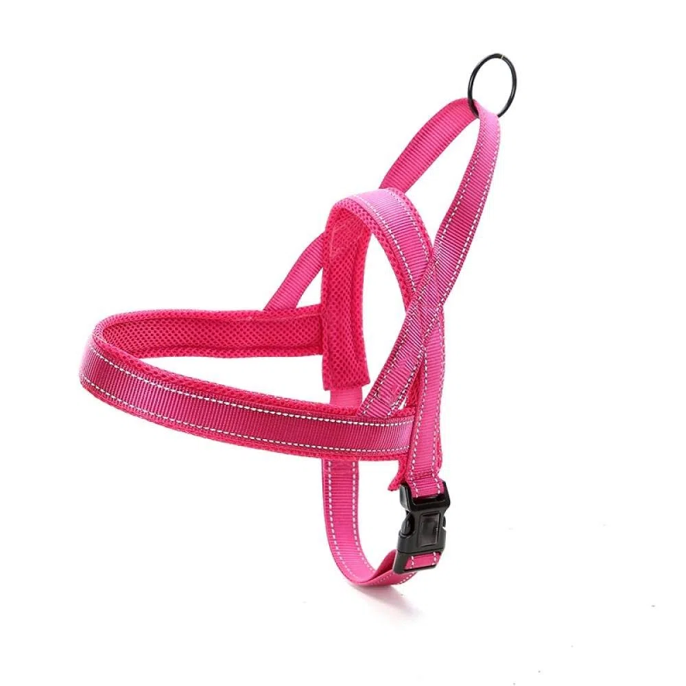 NX - Arnés reflectante para perro, arnés reflectante para mascotas, arnés de malla suave transpirable, adecuado para perros pequeños, medianos y grandes, correa de pecho M Rosered