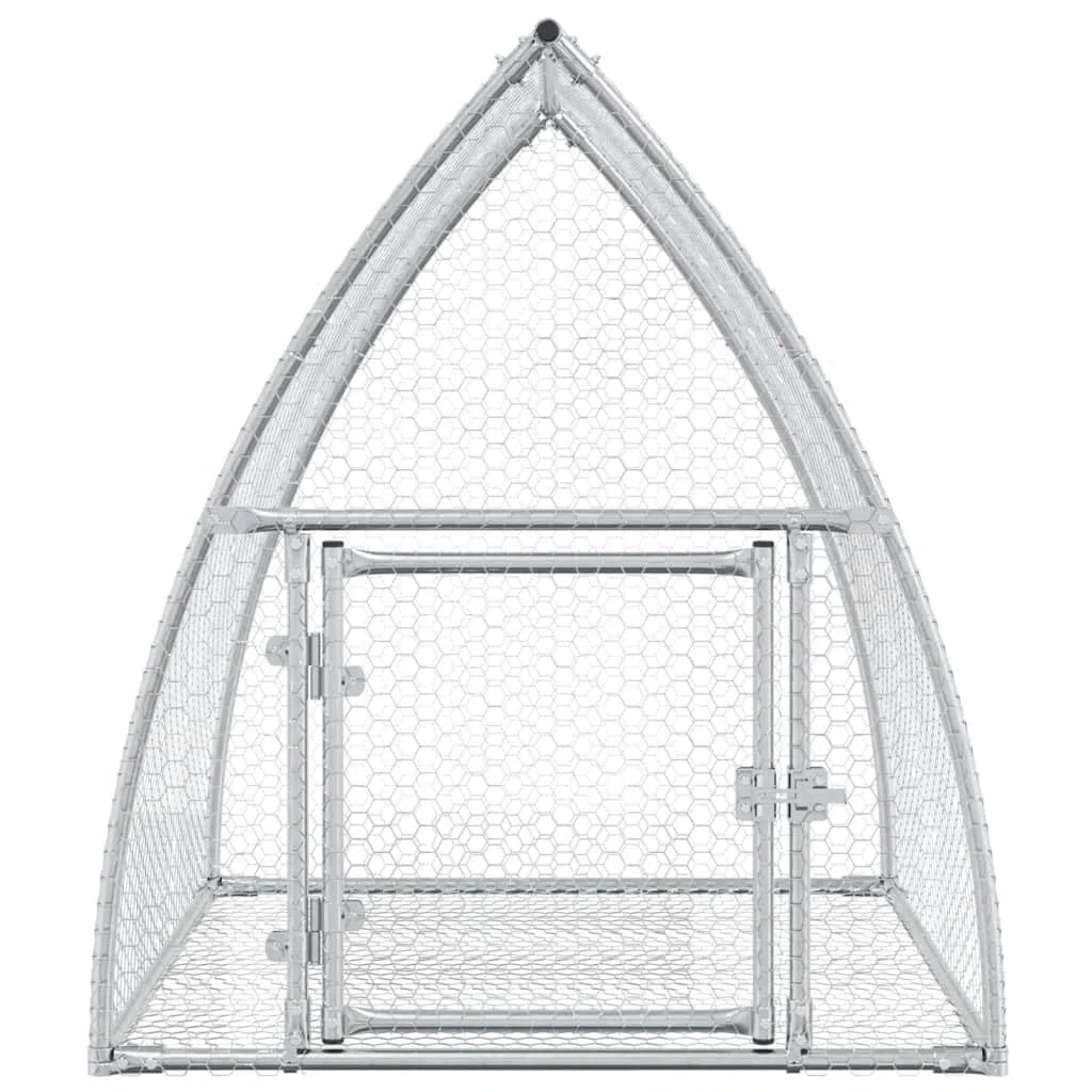 Conejera plateada de acero galvanizado, 105 x 100 x 120 cm, con puerta y cerradura, jaula para animales pequeños para conejos, casa de roedores, rueda libre y salida al aire libre para