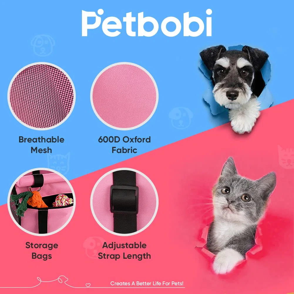 Pet Reinforce - Asiento Elevador de Coche para Perros y Gatos, Bolsa portátil y Transpirable con cinturón de Seguridad, transportador de Perros, Seguridad Estable para Viajes, con Correa de Clip con