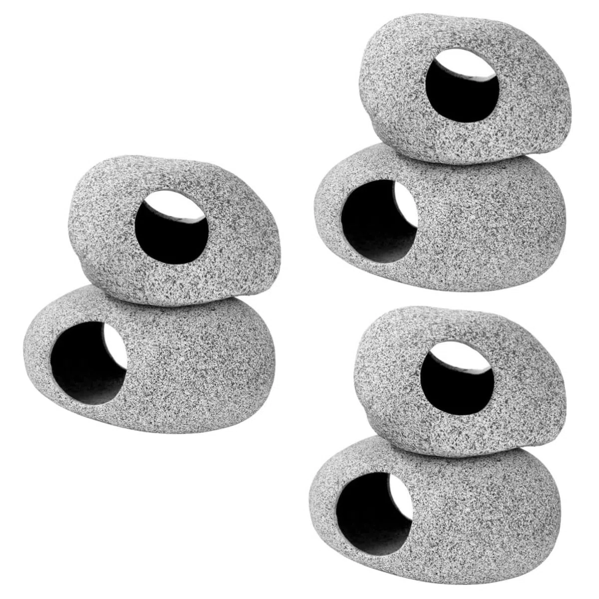 COLLBATH 3 Juegos Adorno De Roca De Tarro Cueva De Peces para Acuario Piscina Aire Adornos Acuario Adorno De Acuario Juguete De Cueva De Peces Casa De Roca para Esconder Peces 2 Piezas * 3