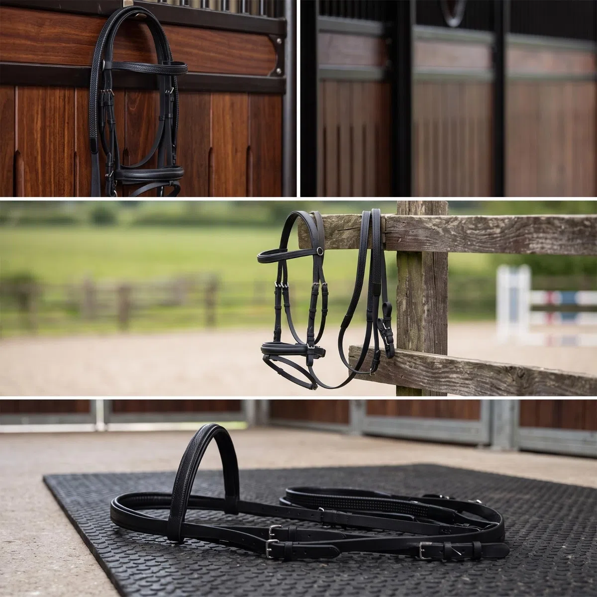 Brida PVC con Riendos Table Cabezada Montar con Riendos Impermeable Cabezada Hebilla Liberación Rápida para, Entrenamiento