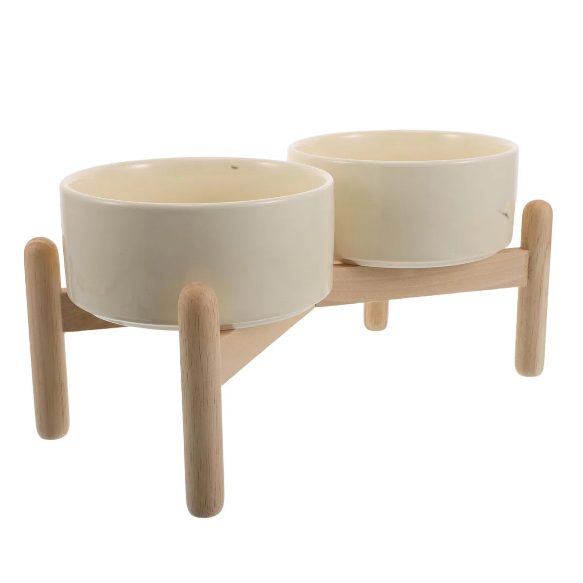 Hemobllo Juego de Cuencos Elevados para Perros Pequeños, Doble Tazón de Cerámica 850 Ml con Soporte de Madera Antideslizante 15,5 Cm, Comedero Elevado para Comida y Agua de Mascotas