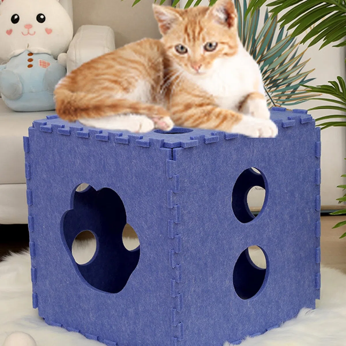 para gatos, cueva para gatos de fieltro, de cama en forma de rompecabezas de fieltro | Escondite para gatos, casas y apartamentos para gatos, cubos para gatos para interiores, tabla de | Suave Cachorros y de 5 a 10 Kilogramos, para Juegos en Interiores y