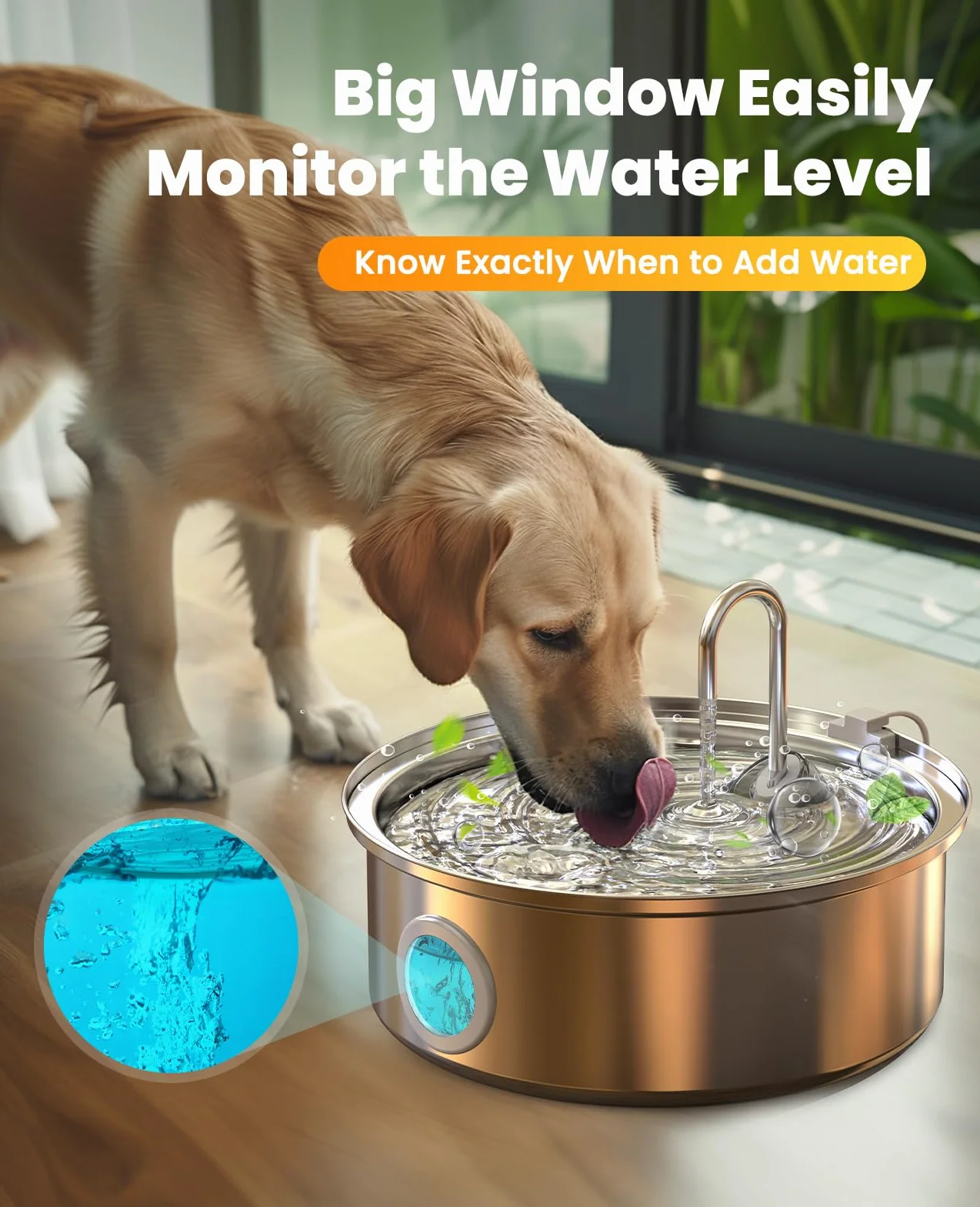 Oneisall Fuente de agua para perros PWF002 | 7L/6,520.4 g contiene 5 filtros de juego, 25 dB silencioso, acero inoxidable, agua visual, filtración de 5 capas