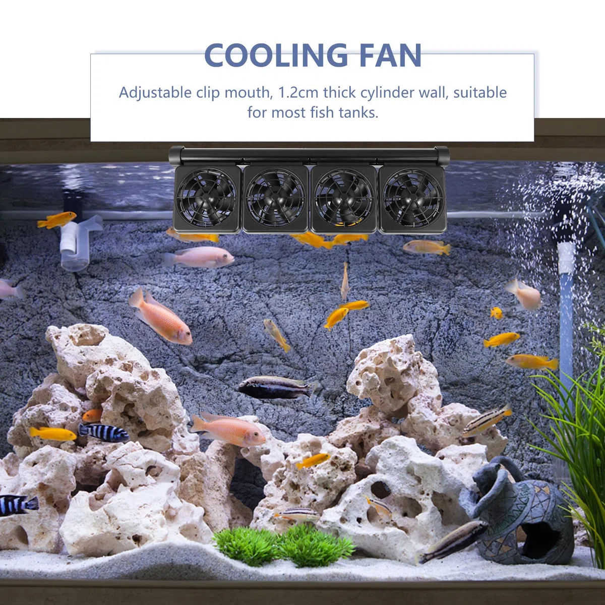 Abaodam Ventilador de Acuario Ajustable Negro para Enfriamiento de Pecera