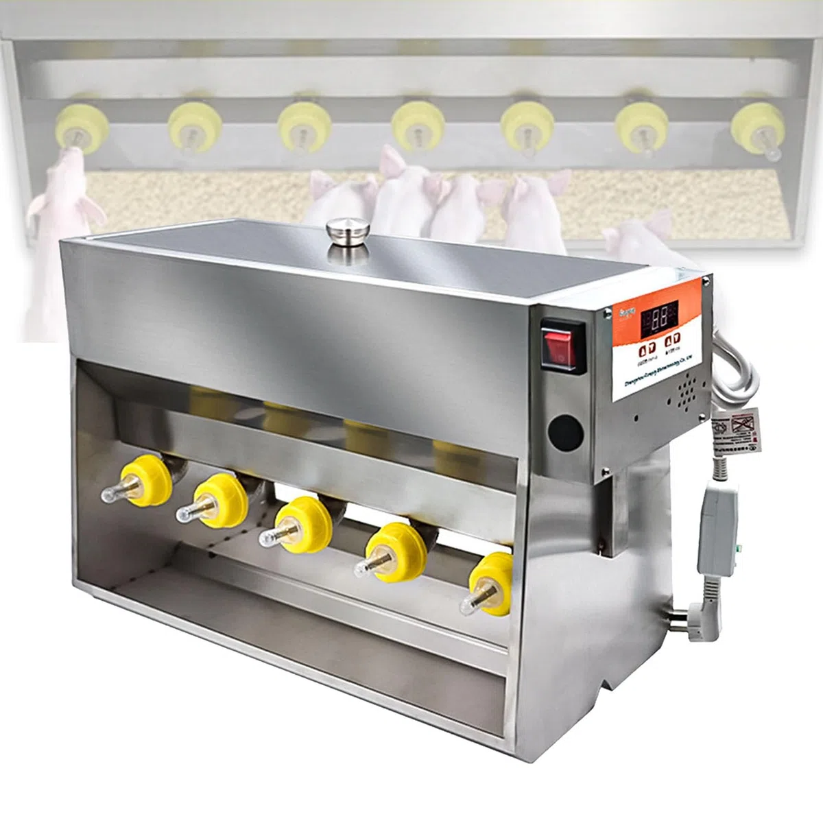 Comedero de leche para lechones de 15/20 L, agitación automática con simulación de sonido, máquina de lactancia de acero inoxidable para corderos y ganado pequeño, evita correr