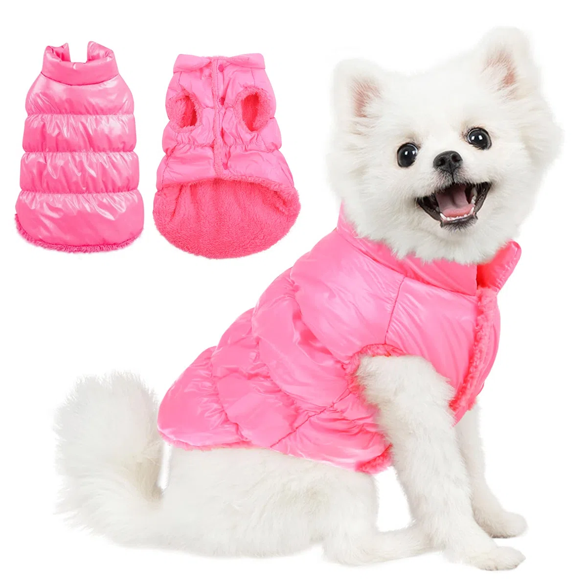 AOFITEE Abrigo de invierno para perro impermeable a prueba de viento, chaleco para cachorros de forro polar, chaqueta acolchada cálida para perros pequeños y medianos