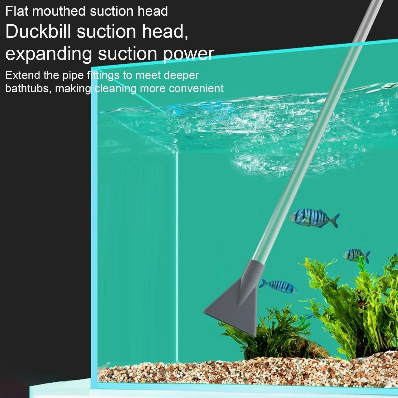 Aspiradora de grava para acuario, sifón cambiador de agua manual, limpiador de grava para acuario, para agua, sustrato de arena, tortuga, plantas, decoración de cuevas, algas, arena de pesca