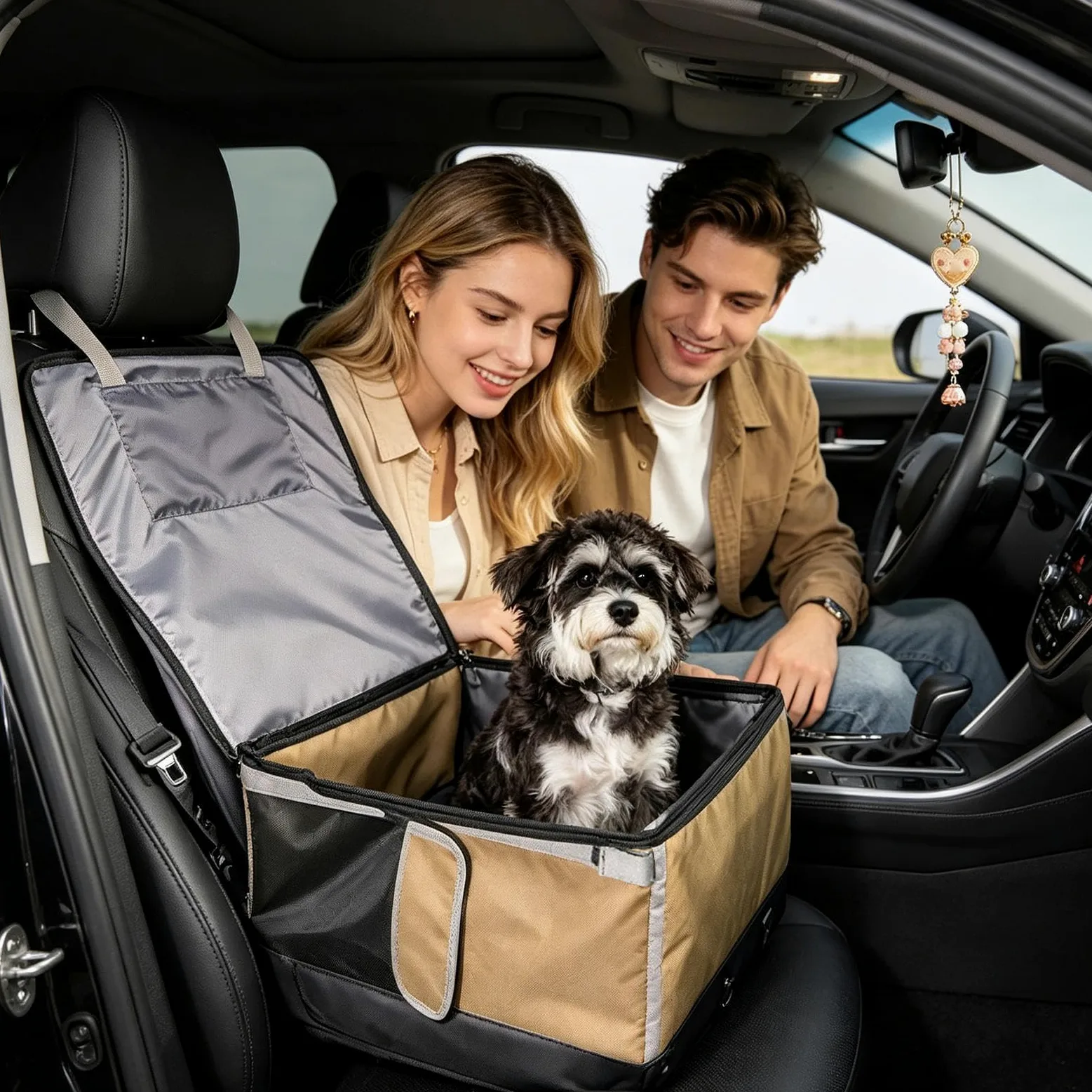 Asiento elevador para mascotas, cama de viaje portátil para coche, transportador de animales transpirable, salón de vehículo extraíble, organizador de seguridad compacto, solución de conducción para