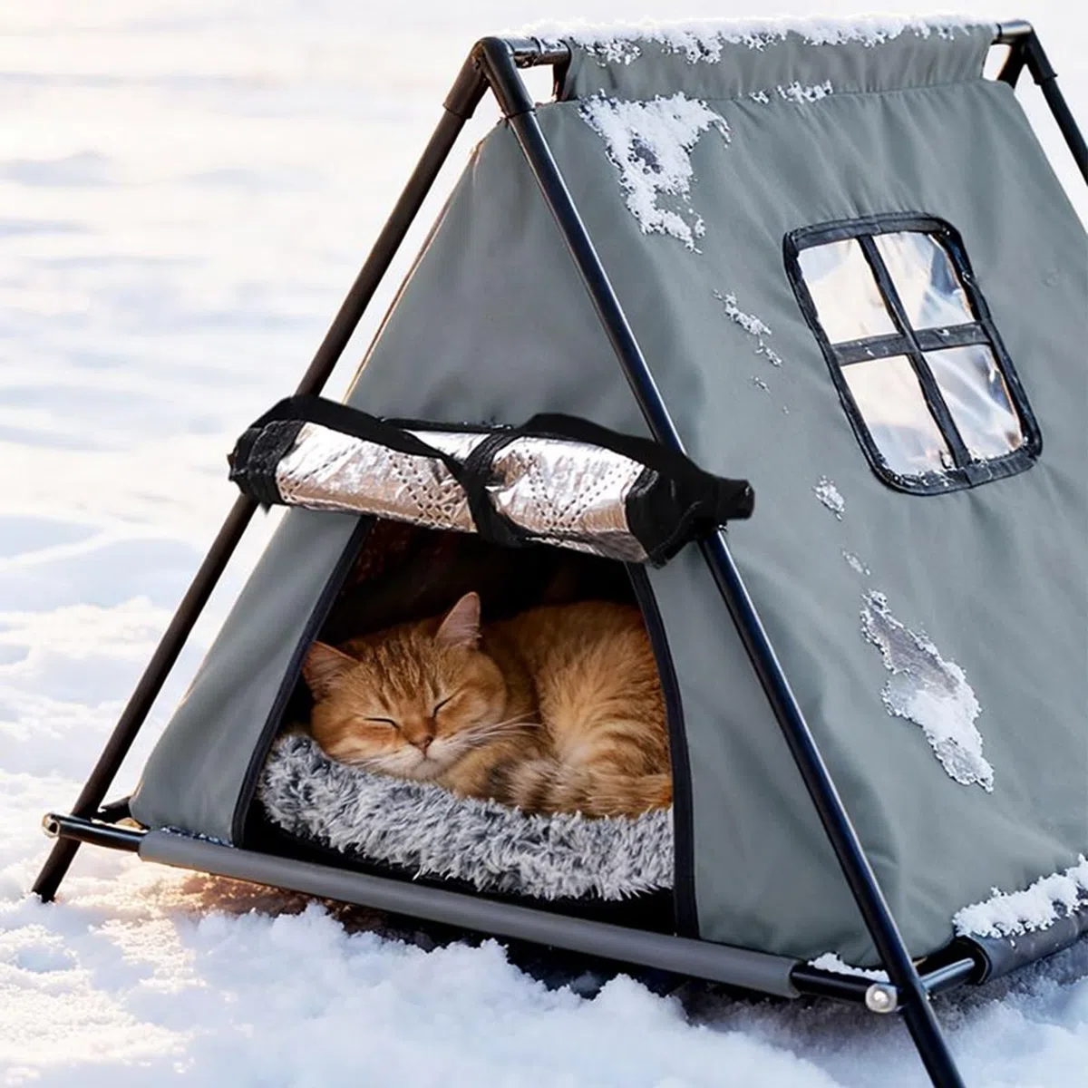 Casa para Gatos De Exterior Resistente A Las Inclemencias del Tiempo Cama