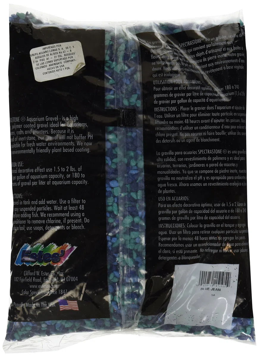 Estes Spectrastone Blue Jean - Grava para acuarios de Agua Dulce, Bolsa de 5 Libras