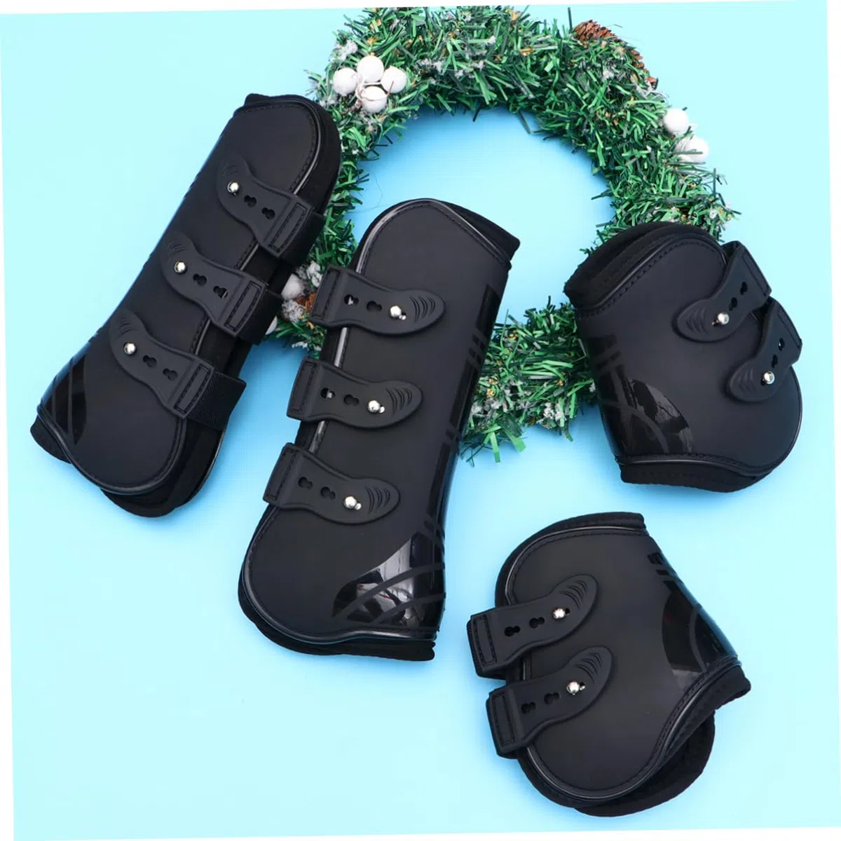 COLLBATH Protectores para Patas de Caballo Equipo Ecuestre Talla XL Negro | 2 Pares, Pu de Alta Elasticidad, Ajuste Cómodo y Antideslizante, Tamaño Xl para Uso en Patas de Caballo