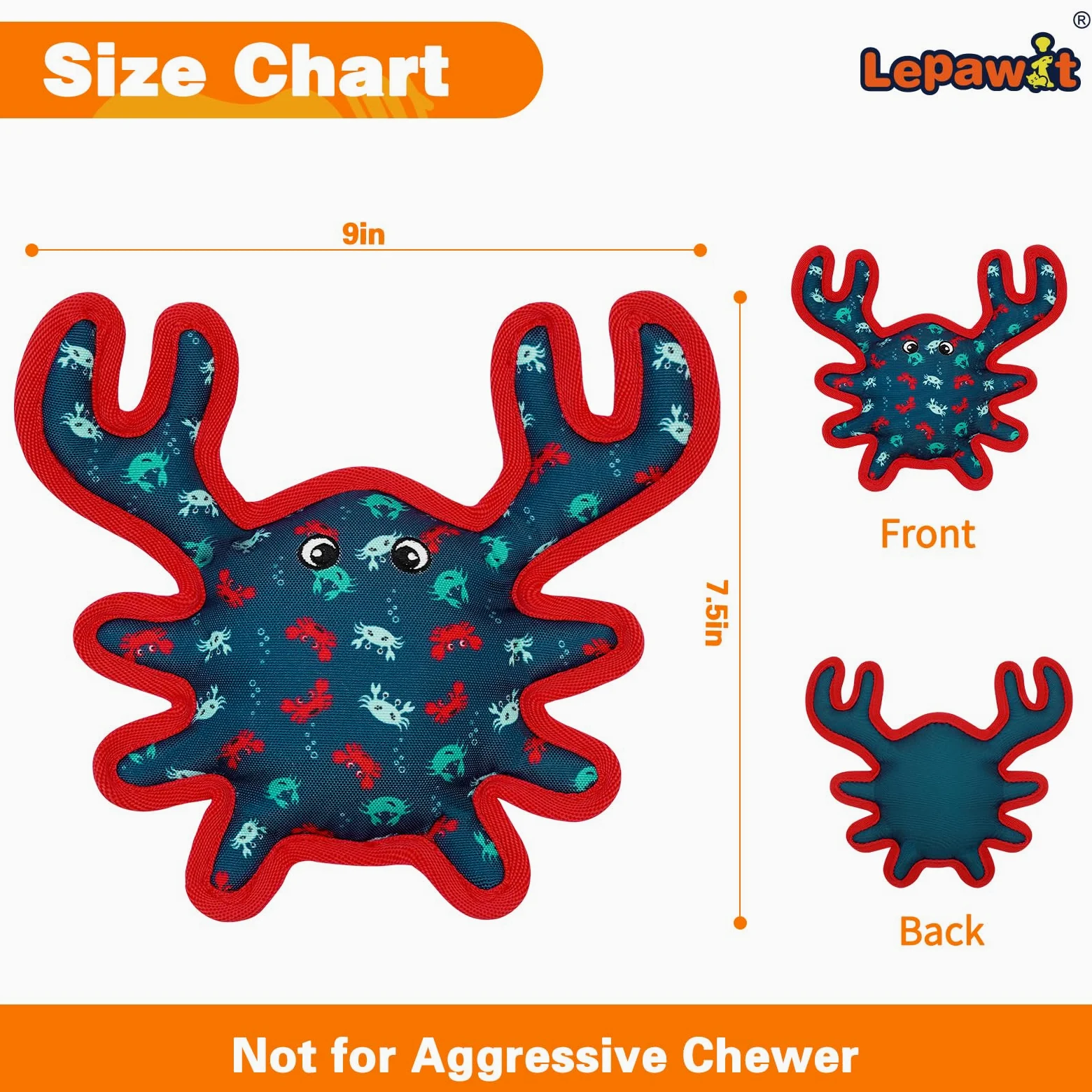 Juguetes chirriantes para perros, juguetes resistentes para perros para jugar en interiores, bonito juguete interactivo de cangrejo para perros pequeños y medianos