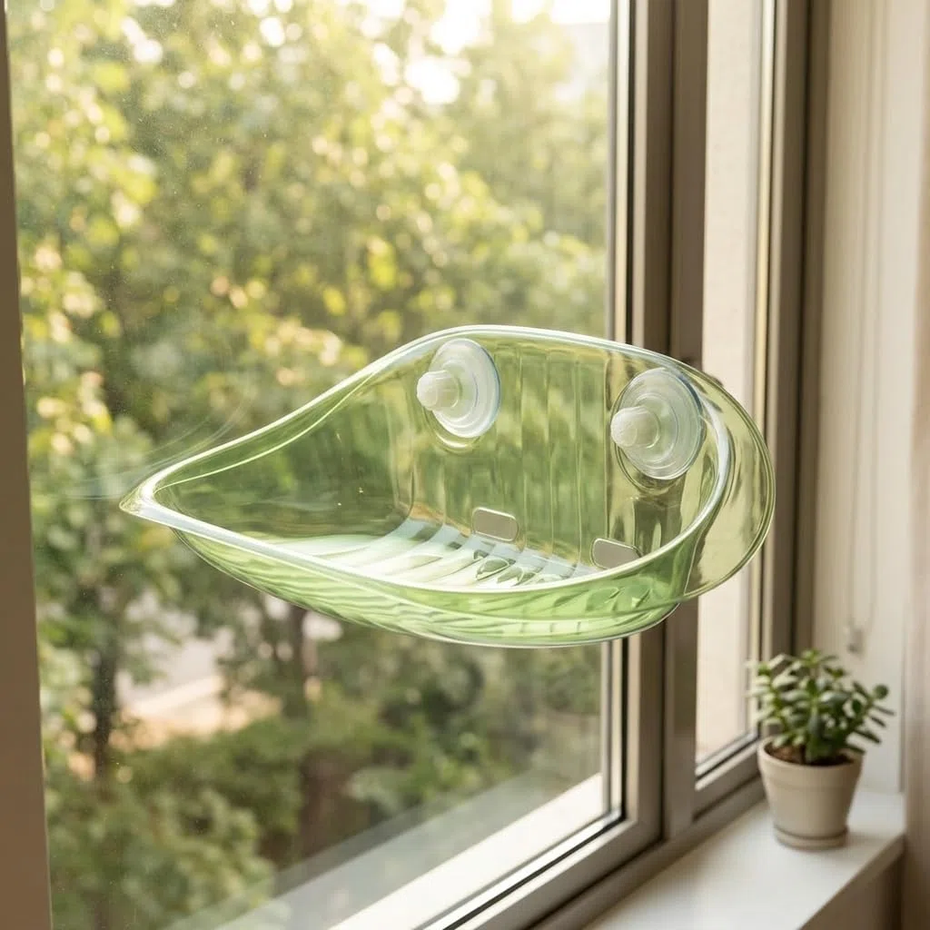 Hamaca para Ventana de Gato Cómoda con Soporte Resistente para Material Seguro Adecuada para de Mascotas en el Hogar, Verde Ágata