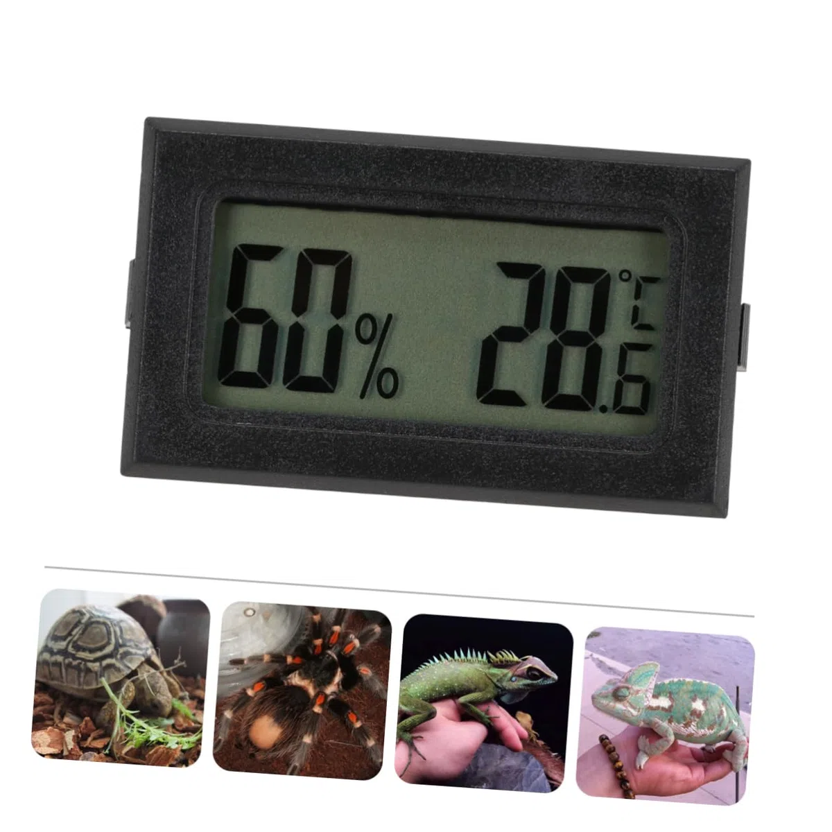 15piezas Digital Inalámbrico y Higrómetro Mini Medidor De y Para Reptiles Interiores y Exteriores Pack De Color Negro