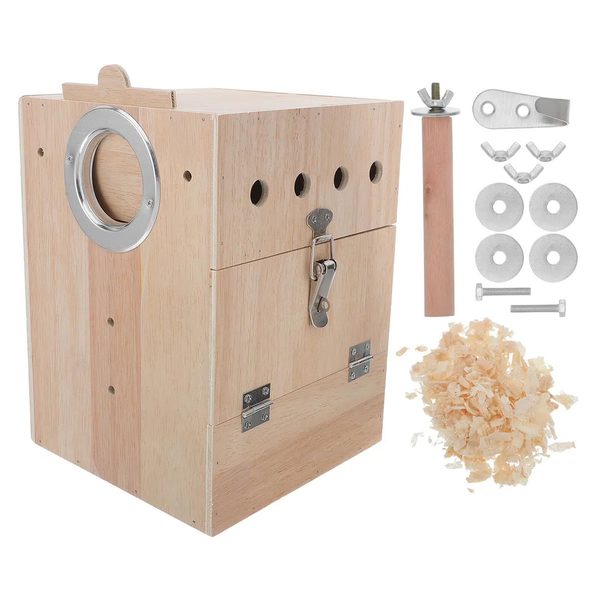 Caja Nido para Periquitos Mediana de Madera para Cría de Aves, Suministros para Nidos de Pájaros, con Diseño Seguro y Ventilación Óptima, Adecuado para Jaulas Estándar y Cría