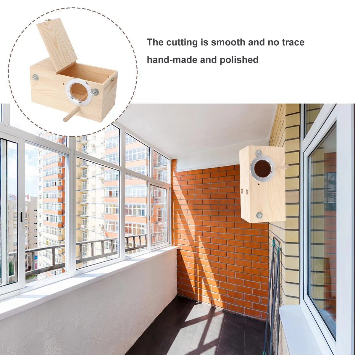 Nido de Madera Maciza de Pino para Cría de Loros, Caja Nido Grande Apertura Lateral, Decoración Exterior para Jardín y Accesorios para Jaulas de Pájaros