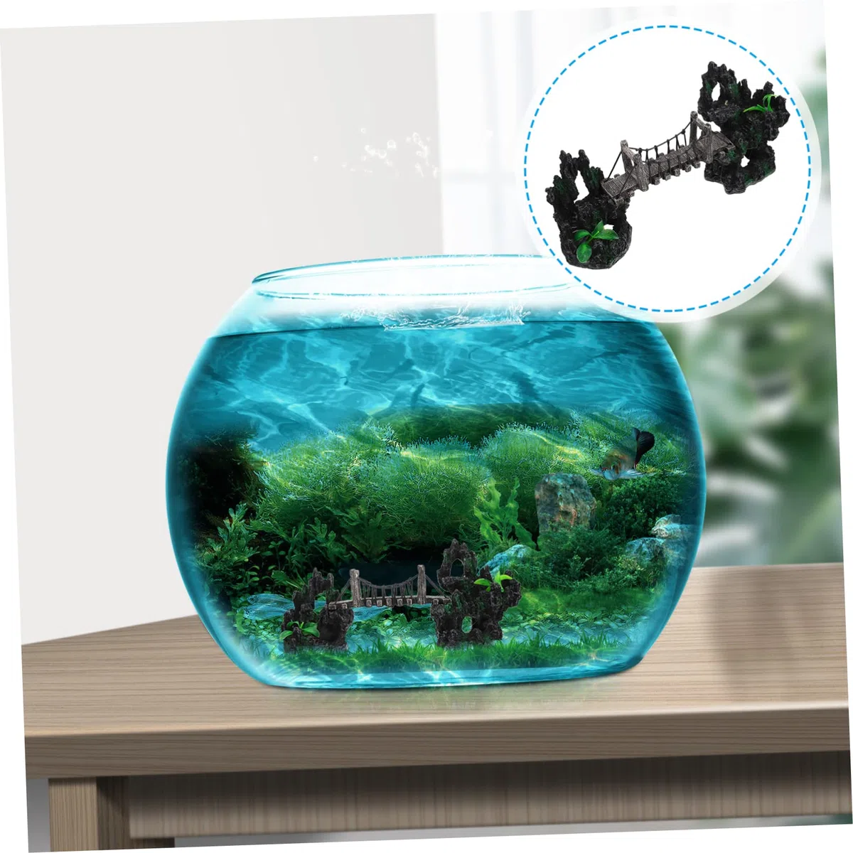 Cabilock Decoración De Puente De Resina para Acuario Adorno De Rocalla para Pecera Figura De Puente Levadizo para Acuarios Suministros para Peceras
