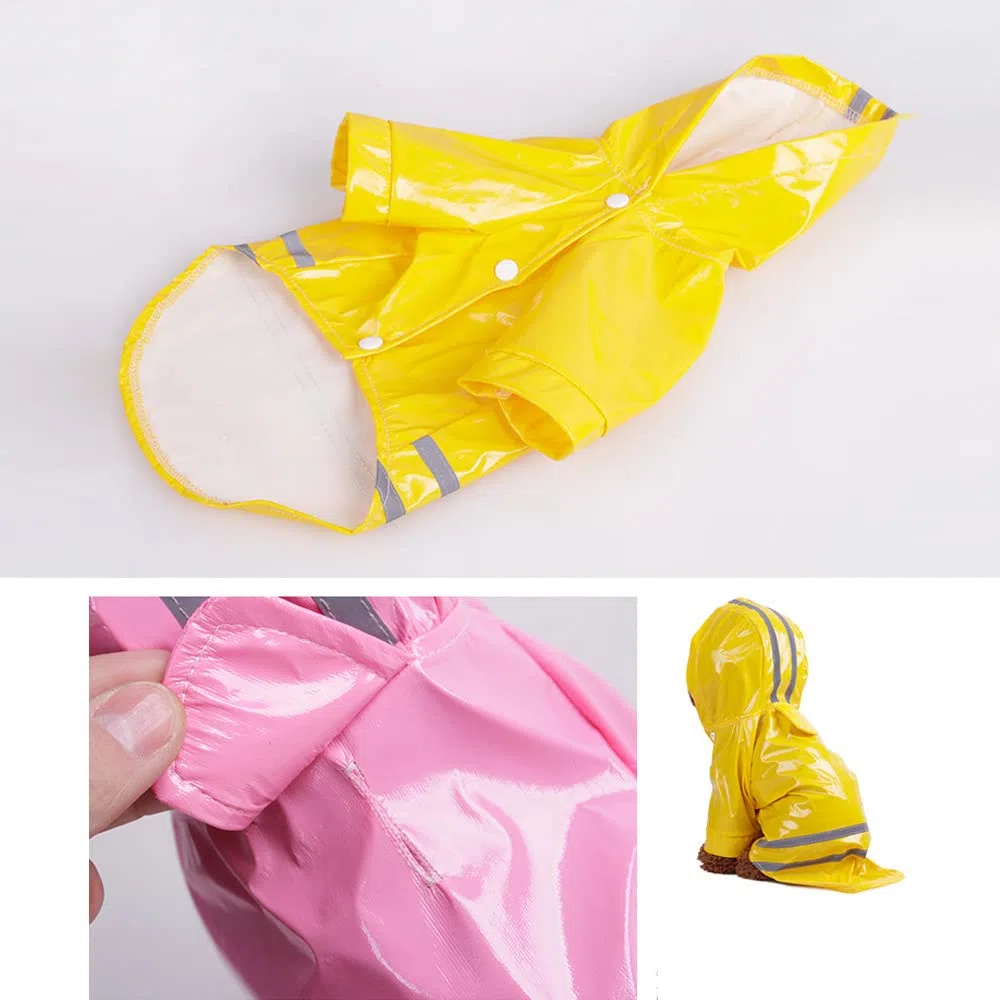 Chubasquero para Perros, Impermeable Reflectante for Perros pequeños, Mono con Capucha y for medianos(Yellow,L)