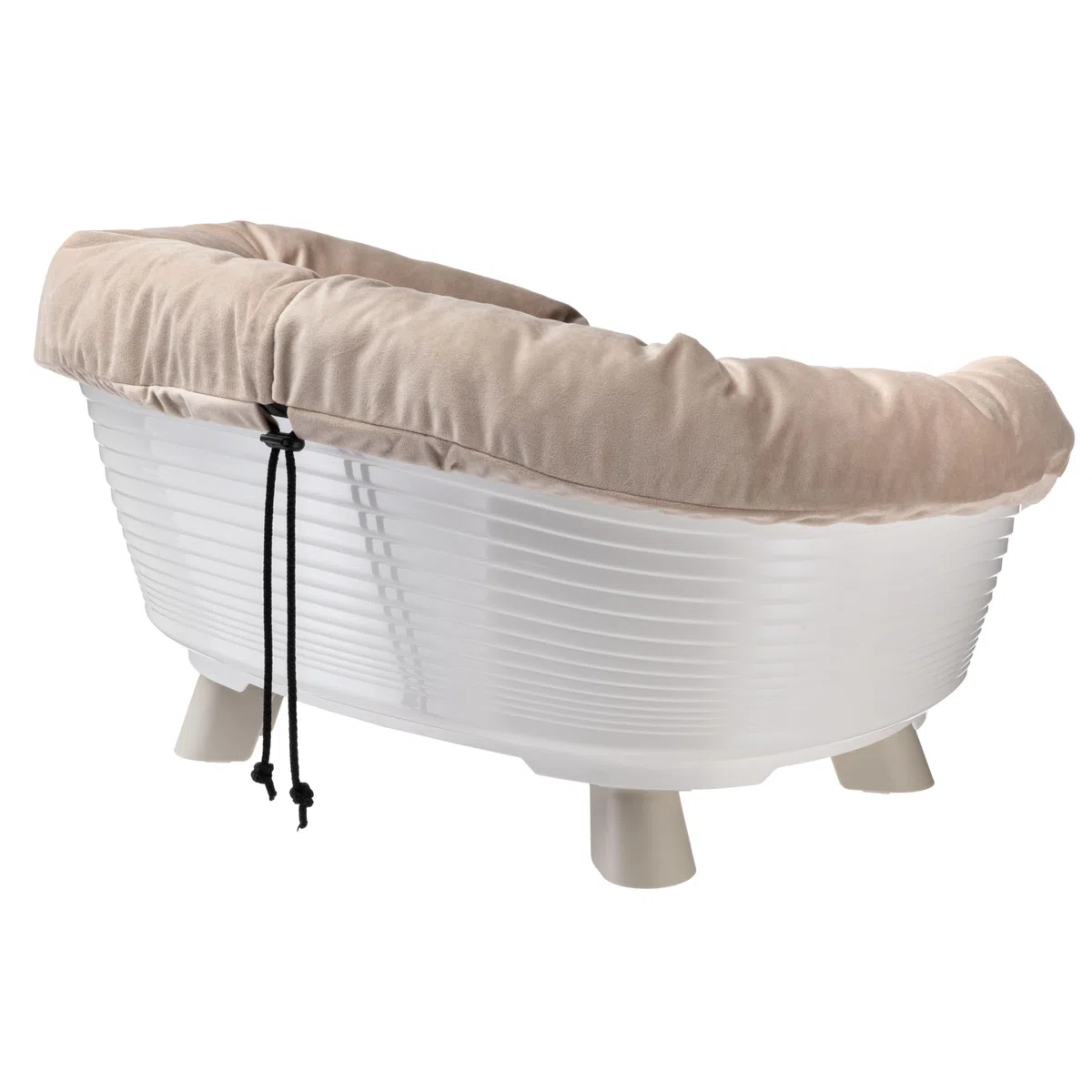 Ferplast Cama Perro y Gato con Cojin, Cama Gatos y Perro Lavable, Cama Elevada Perros Pequeños, Cesta Transpirable y Antideslizante, Sofa' Throne 64 x 48 x h 29,5 cm, Blanco