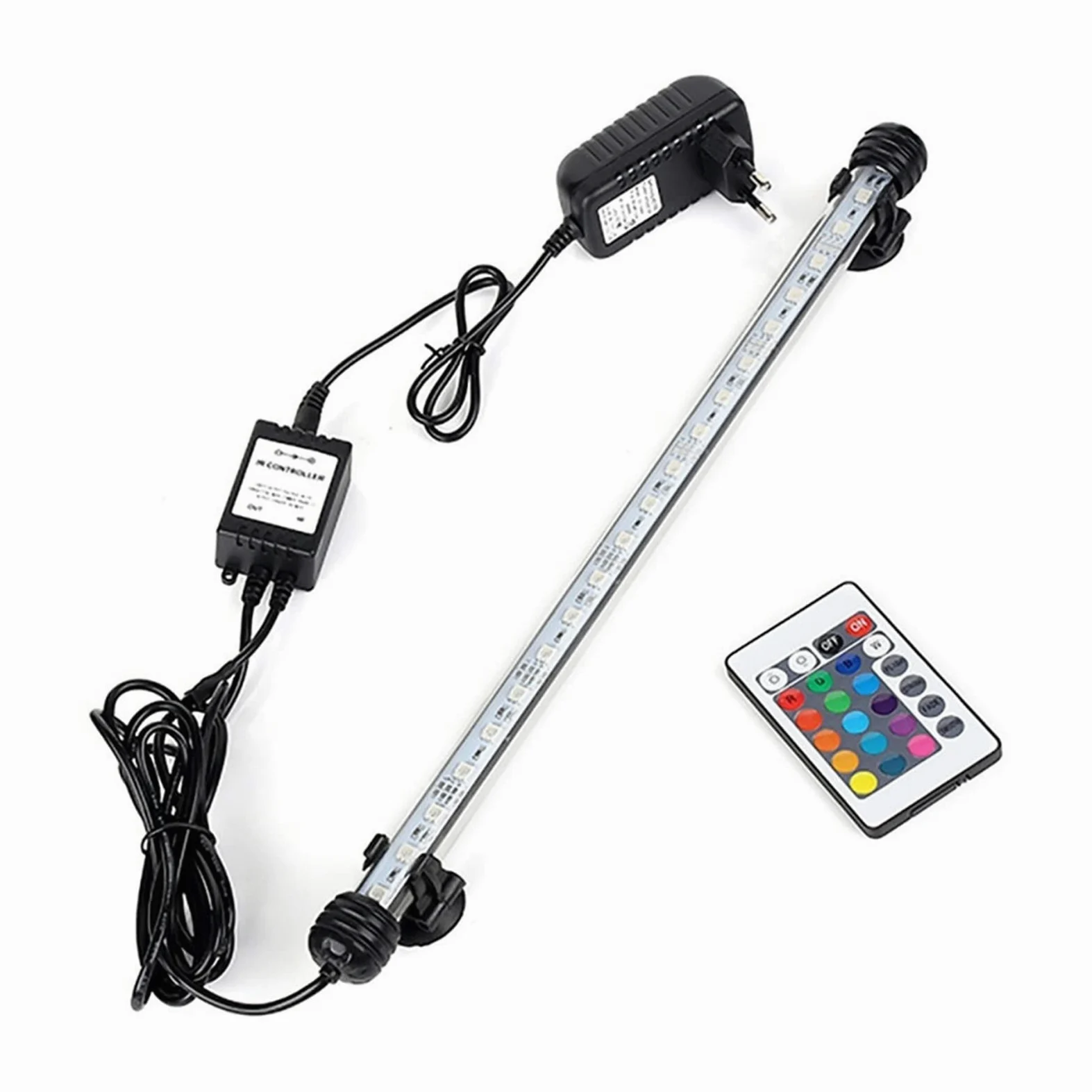 Luz para Piscina 1 8 cm 28 cm 38cm 48cm RGB Remoto DIRIGIÓ Tanque de pescado ligero acuario IP68 Impermeable 5050 SMD LED Luz de barra lámpara acuática sumergible Luces Sumergibles ( Color : 28CM EU P