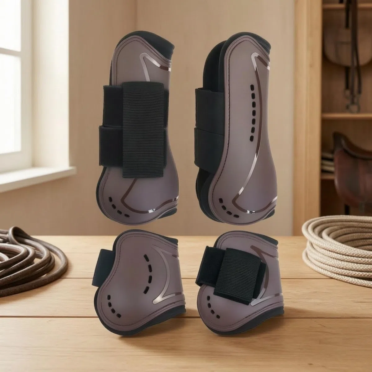 4 Piezas con Correas Tables, Marrón, Size to 1