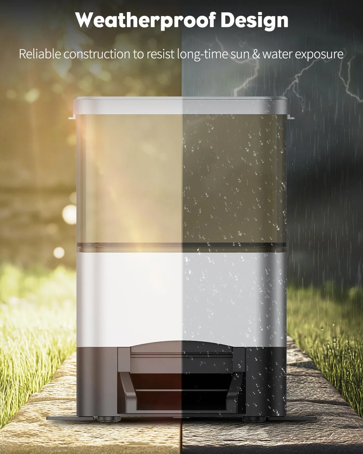Pawfly Alimentador Automático de Peces Estanque 7.5 L Gran Capacidad Temporizador Vacaciones Ajustable y a Prueba de Humedad Alimentación de Peces al Aire Libre, Funciona con Pilas