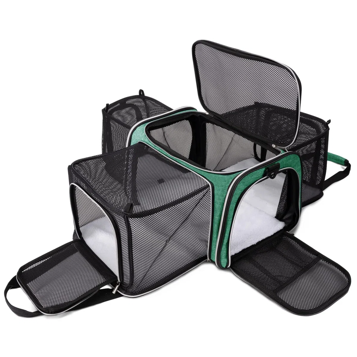 BAGLHER Bolsa transportadora para Gatos, aprobada por aerolíneas, transportador de Mascotas de Lado Suave, 5 Lados, Puertas Abiertas, 3 Lados, expandible, Plegable, con Almohadilla de Forro Polar