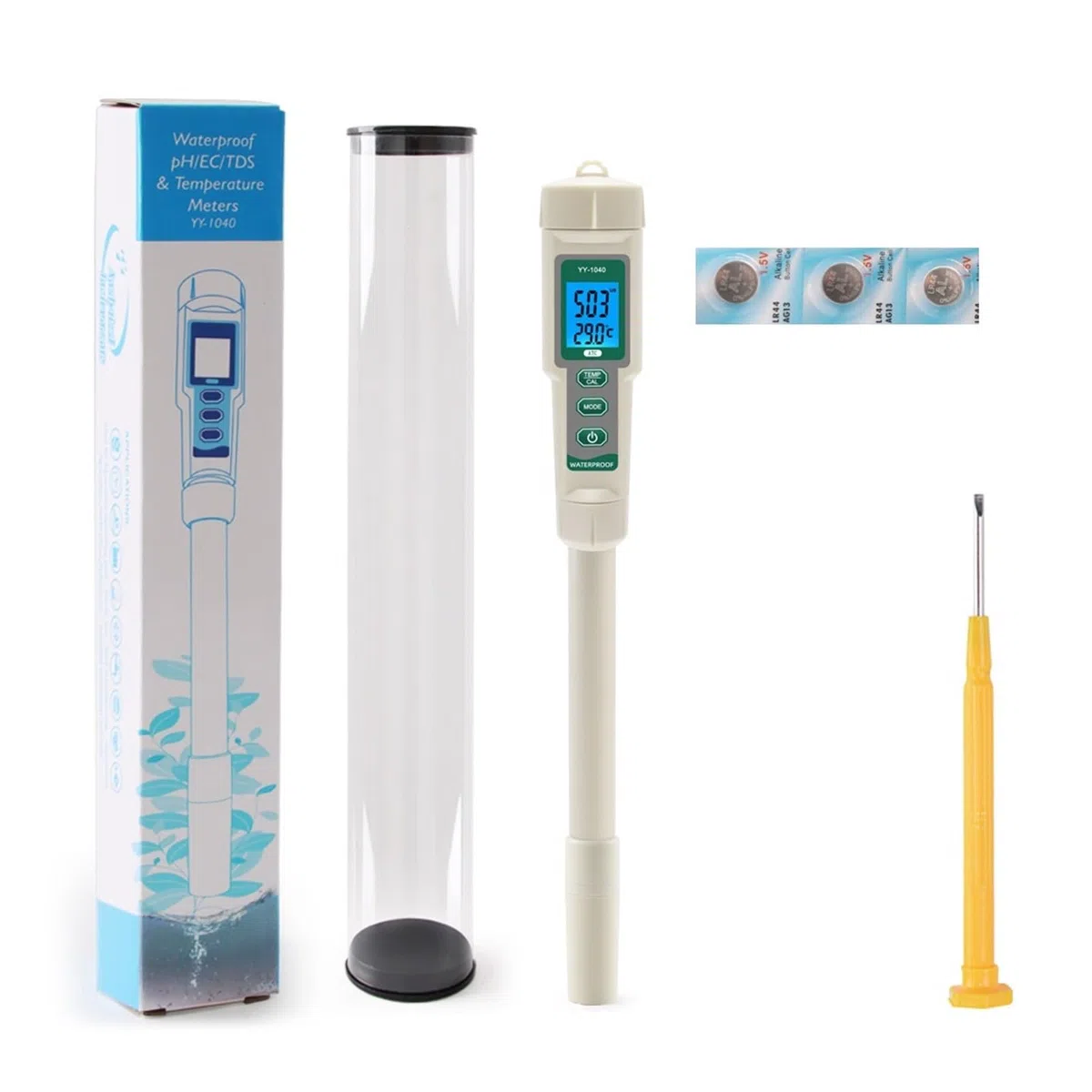 Probador de Agua, Probador de Calidad del Agua 4 en 1, Pluma Prueba PH/EC/TDS/Temp for hidroponía y Piscina