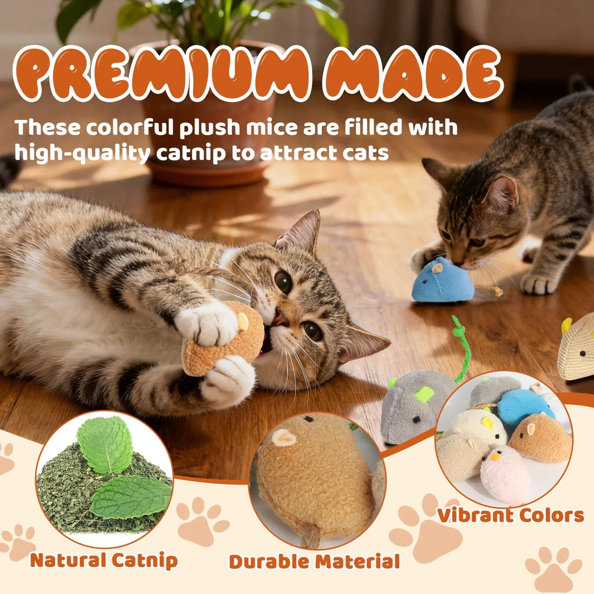 Paquete de 24 ratones coloridos de 2.36 pulgadas para gatos, juguetes interactivos de animales de hierba gatera de peluche con forma de ratón para gatos de interior
