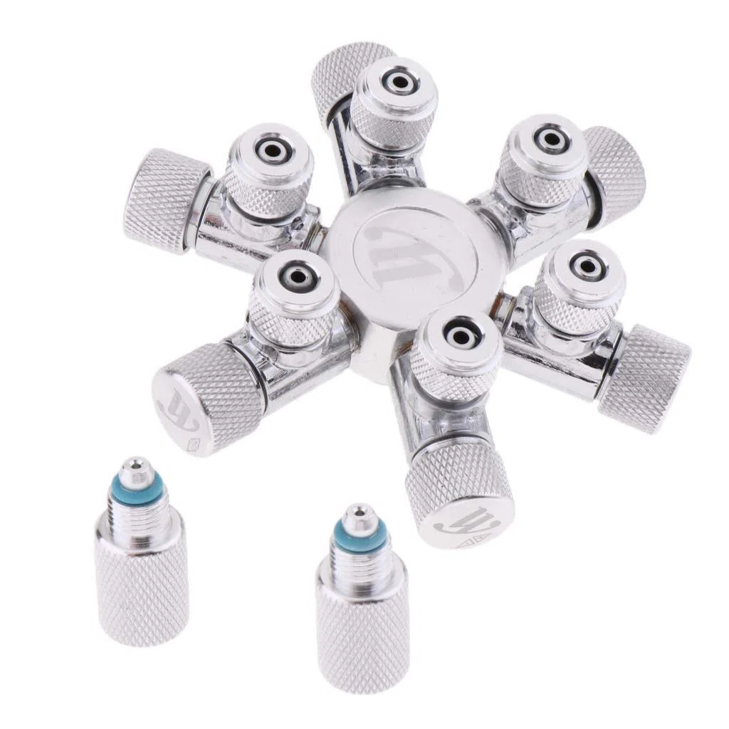 Separador de CO2 / Regulador Splitter acuario CO2 con electroválvula de contador de burbujas (uno para seis unidades)