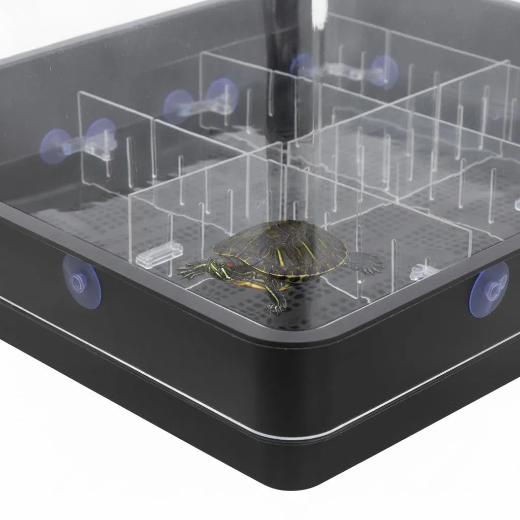 Tanque Reptiles, Caja Cría, Bandeja Negra Doble + 9 Rejillas