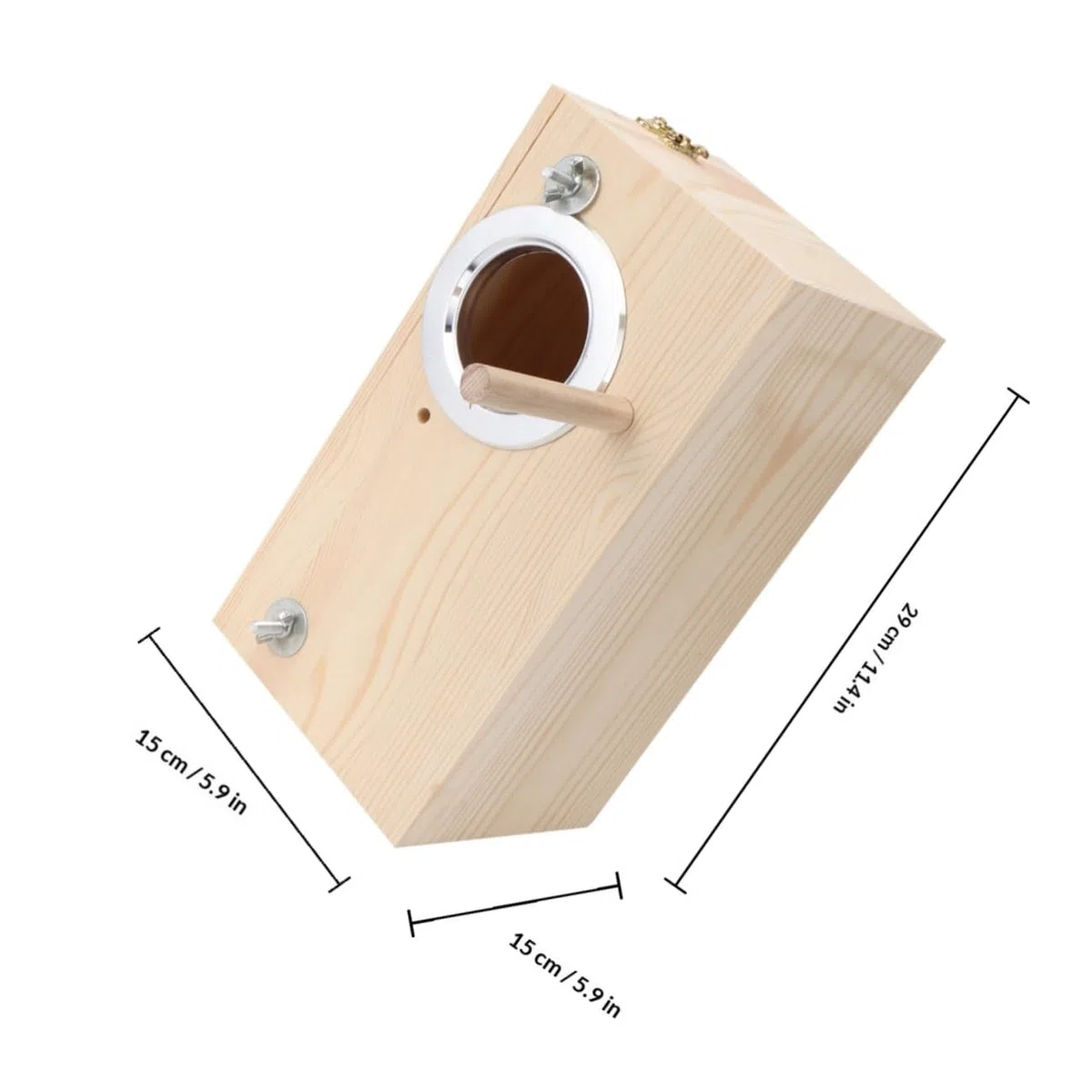 Nido de Madera Maciza de Pino para Cría de Loros, Caja Nido Grande Apertura Lateral, Decoración Exterior para Jardín y Accesorios para Jaulas de Pájaros