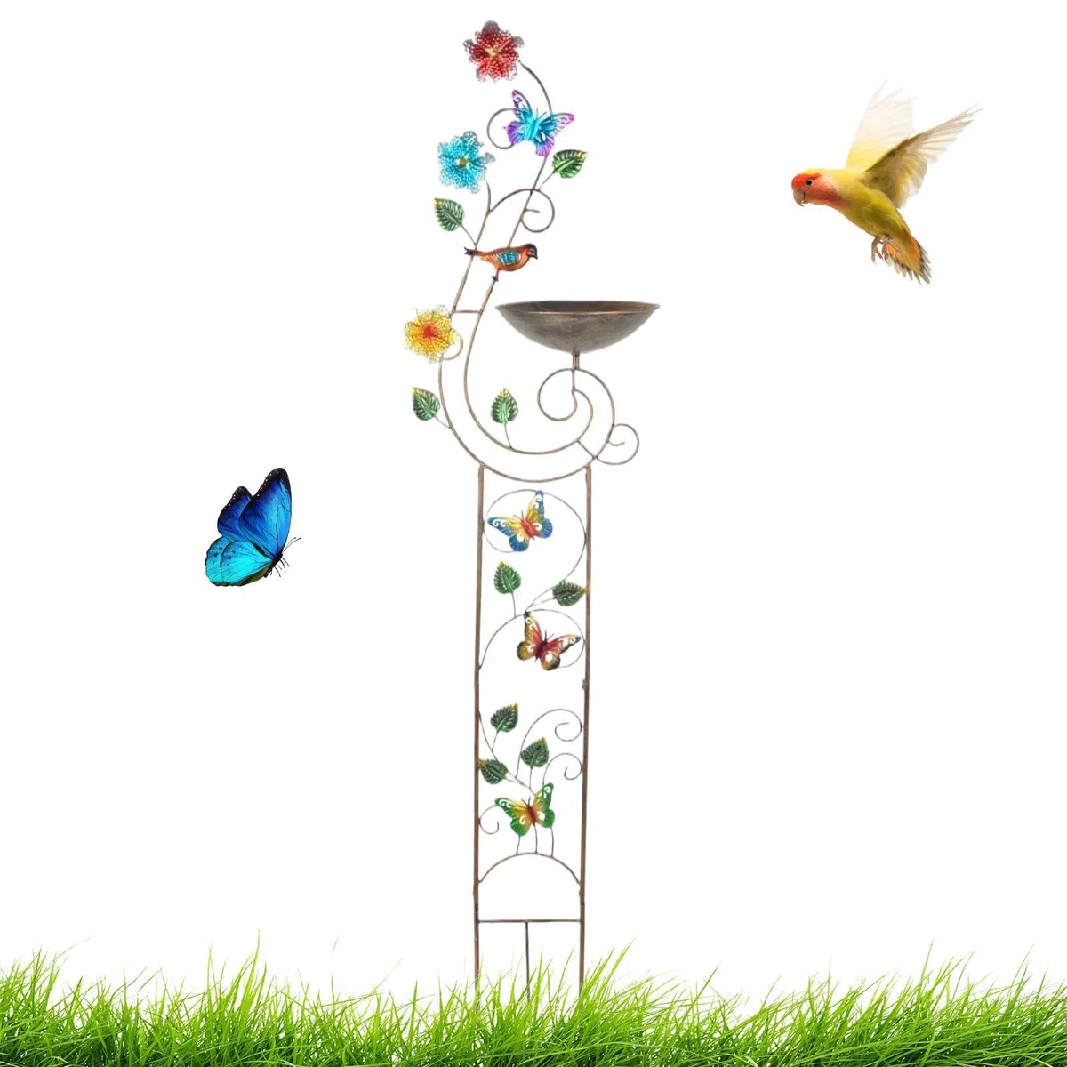 Bebederos para Aves de Exterior Soporte de Plantas y Depósito de Agua | Cuenco Baño Pájaros Para Jardín Patio Césped Patio Trasero Fuente De Agua Decorativa Exterior Cuenco Jardín Césped Trasero