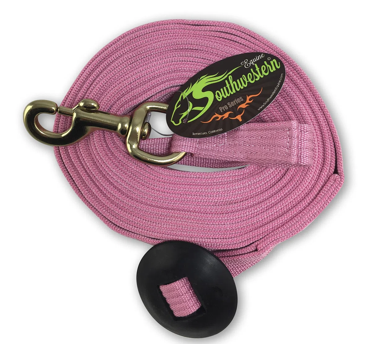 24 de soporte de algodón Web Lunge línea con tornillo tapa y tope de goma, color por Southwestern Equine, Rosado