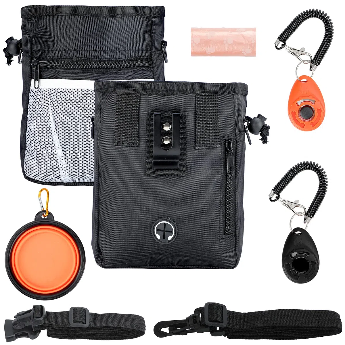Bolsa de golosinas para perros, 3 formas de llevar bolsas de golosinas para entrenamiento de mascotas, bolsa de entrenamiento para perros con cinturón de cintura, correa de hombro, bolsa de