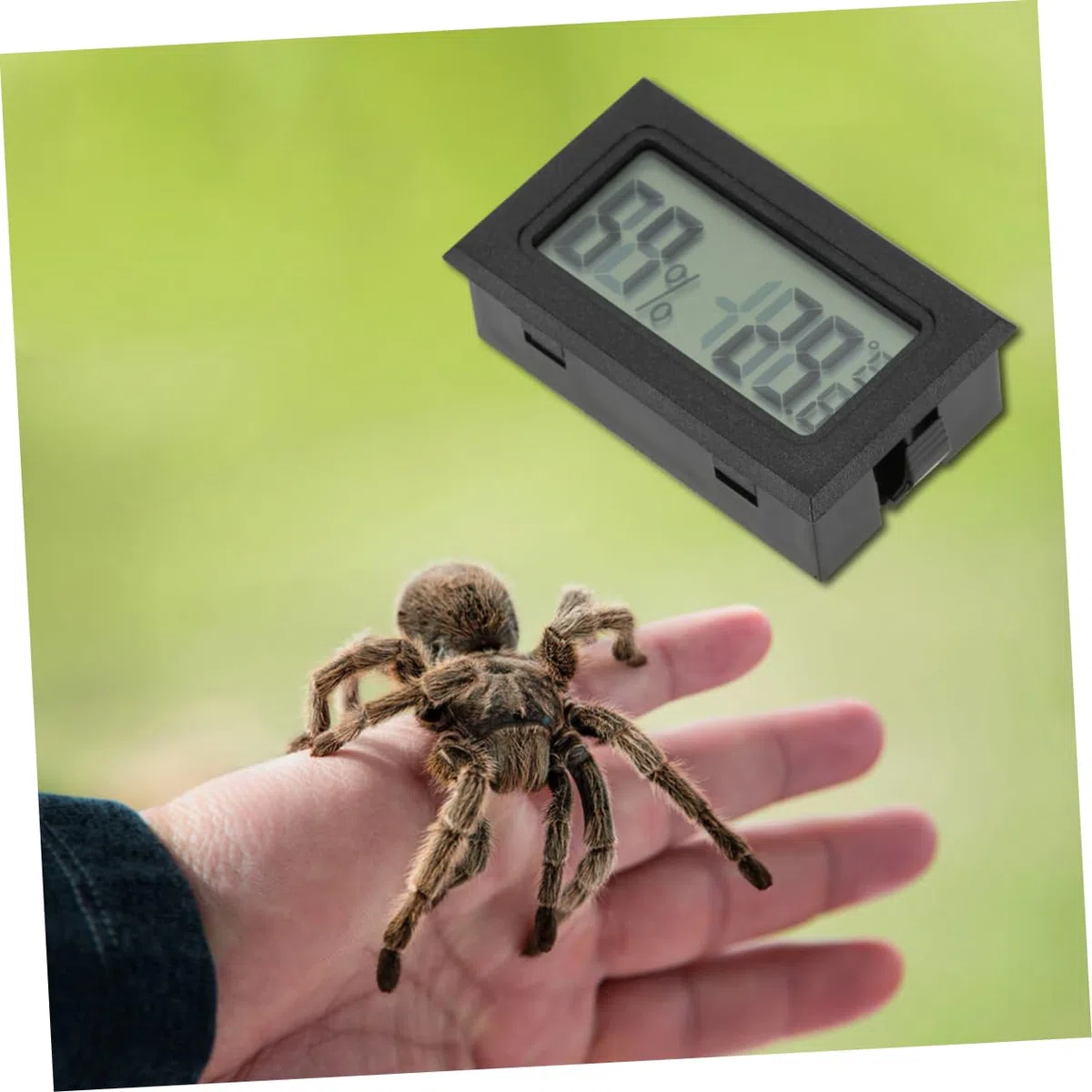 15piezas Digital Inalámbrico y Higrómetro Mini Medidor De y Para Reptiles Interiores y Exteriores Pack De Color Negro