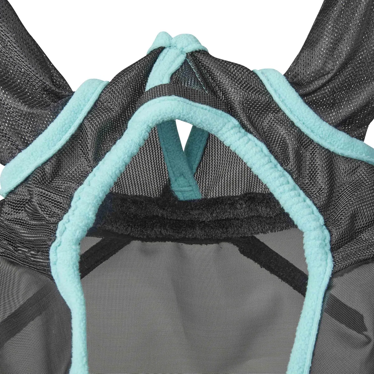 Weatherbeeta - Máscara Antimoscas con Agujeros para Orejas y Nariz de Red Fina Comfitec Deluxe (Pony) (Negro, Turquesa)