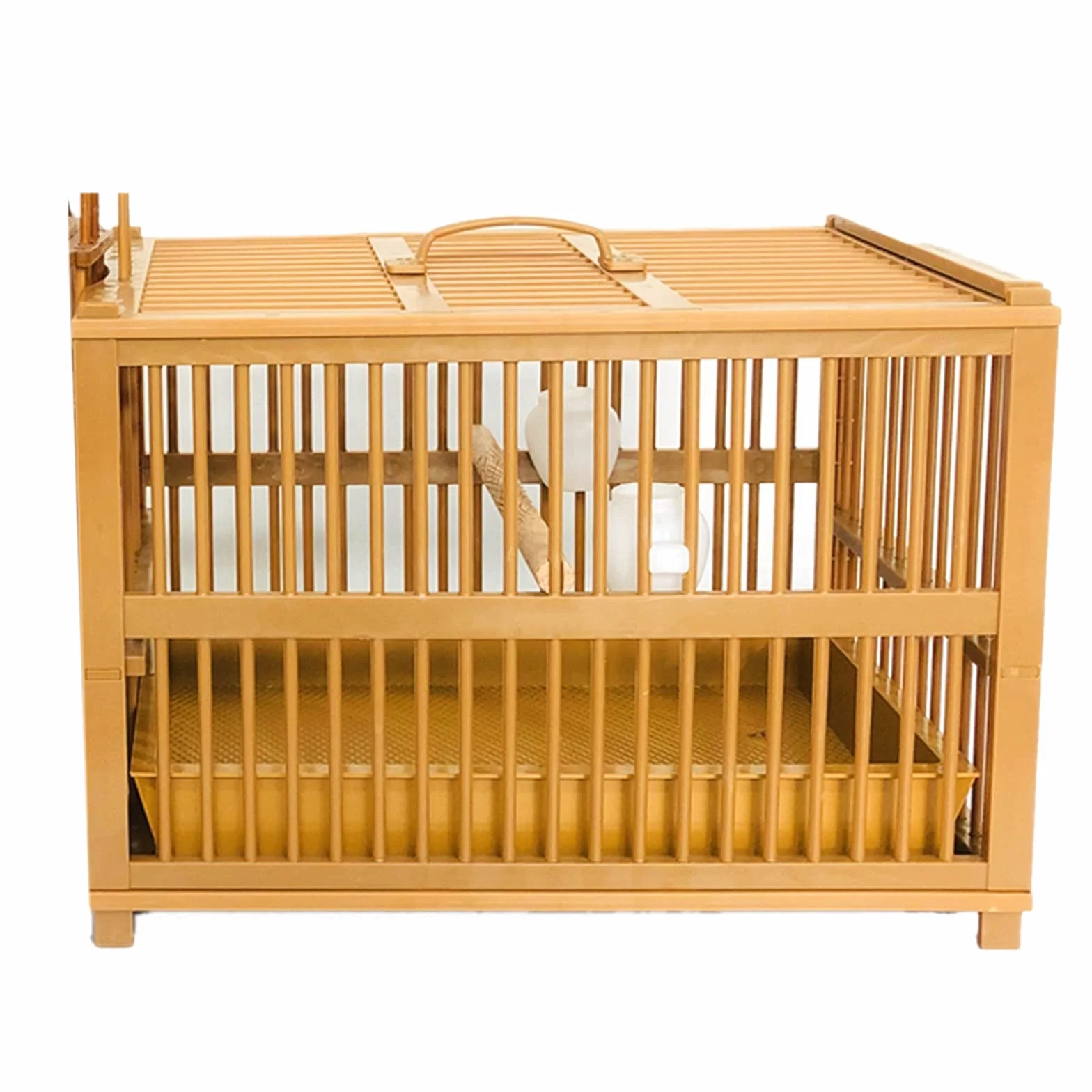 Jaula de pájaros Jaula de bambú Jaula de bañera de bañera Easy Clean Portable Portable Aviary Suministros de avión adecuados para pájaros pequeños Nido de Pájaro