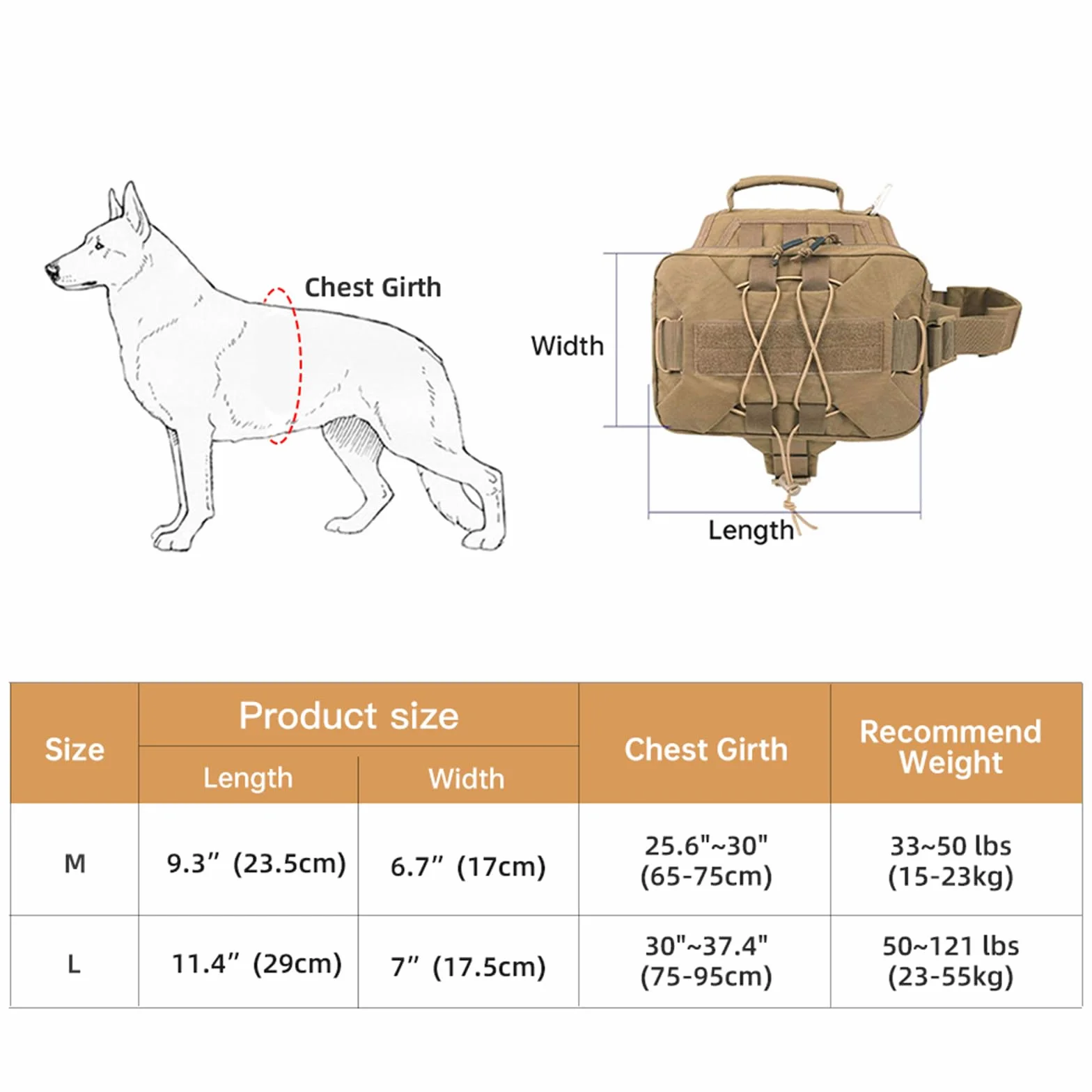 EXCELLENT ELITE SPANKER Mochila para perro para acampar, senderismo, perros medianos y grandes con 2 bolsillos laterales grandes (M, gris)