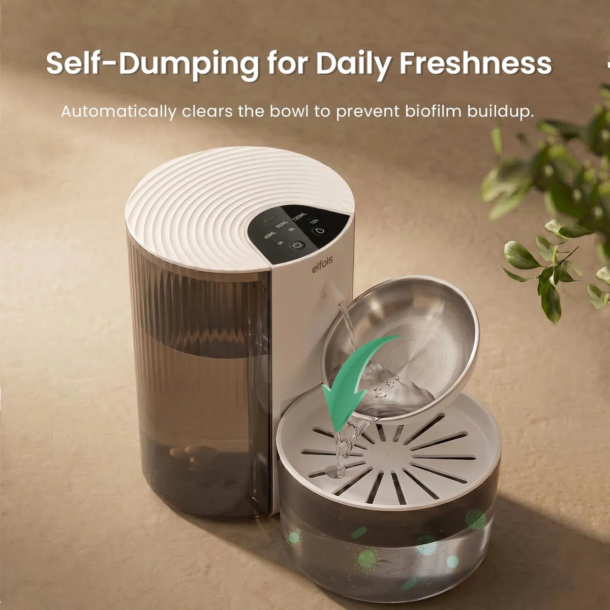 Fuente de agua para gatos sin filtro, dispensador de agua recargable inalámbrico para mascotas con gran capacidad de 3 litros, tanques de agua limpios y sucios, cuenco de acero inoxidable para gatos y