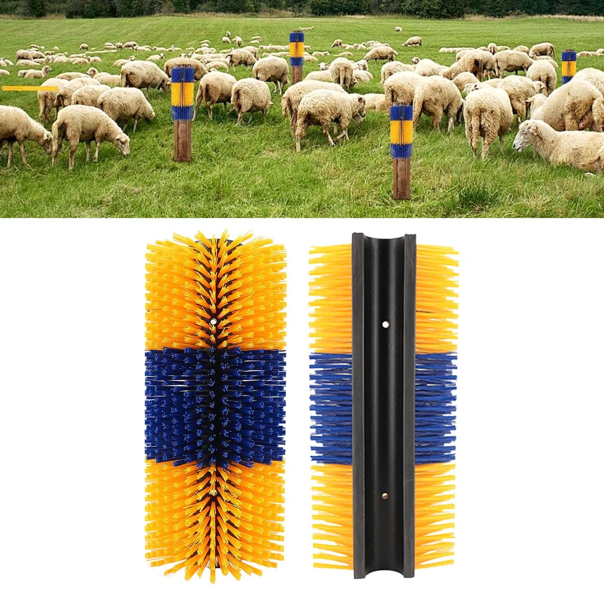 EMUKOEP Cepillos de Masaje Completo para Ganado, Cepillo para Rascar la Espalda de Animales Fiable, Ganado de Caballos, Ovejas (Amarilla)