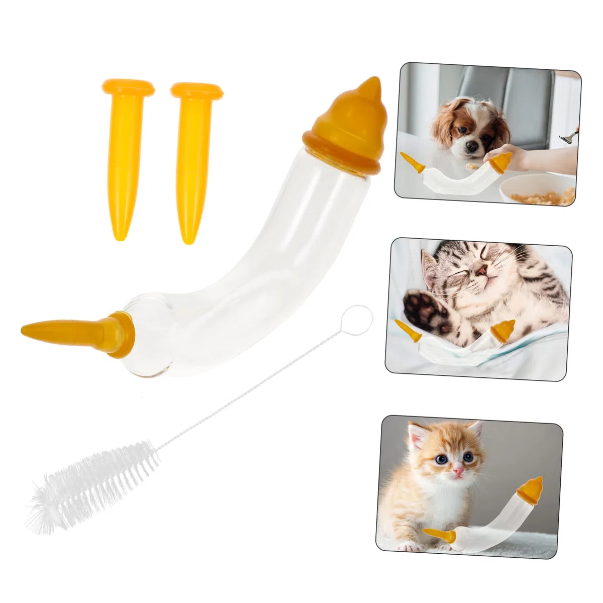 Happyyami 4 Juegos Dispositivo alimentación Mascotas Cachorro petg biberones recién Nacido Herramienta alimentación Mascotas chupetes Suministro Alimentos para Mascotas Vidrio