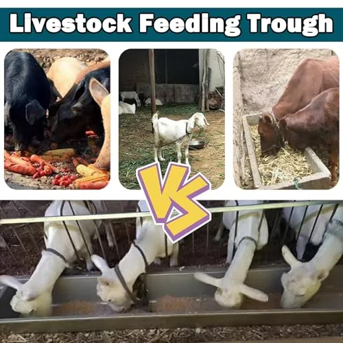 Comedero de acero inoxidable para ganado, gran capacidad para cerdos, alpacas, terneros, caballos, animales esenciales