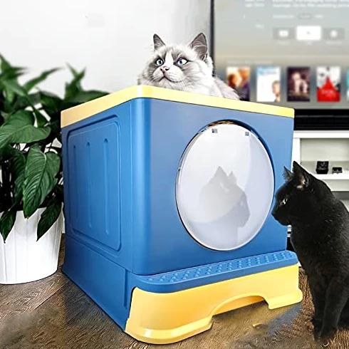 Cajas de Arena PET WATION BIEN SPACE BIG ESPACIO Anti Splash Cats Caja de arena Caja plegable BAÑO Tipo de cajón de bandeja Tipo Gato grande Dung Cuenca Mascotas Suministros Limpios Arenero ​Gatos