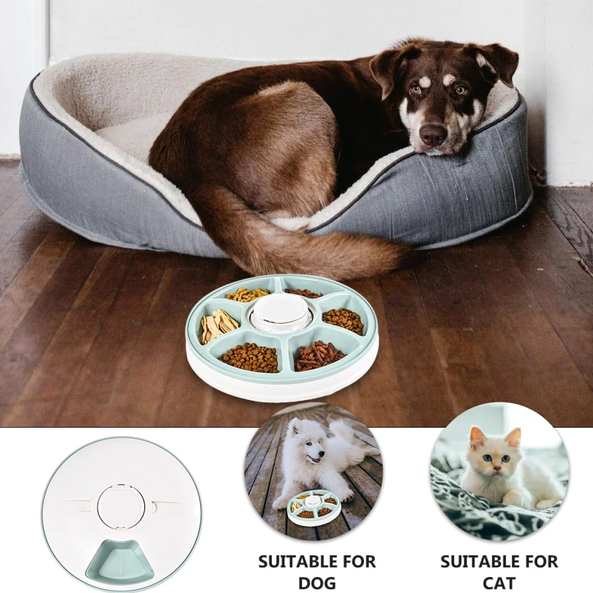 SUPVOX Comedero Automático Diseño Compacto Ahorra Espacio Temporizador Material Abs para Perros Adecuado para Colocar Esquina del Hogar
